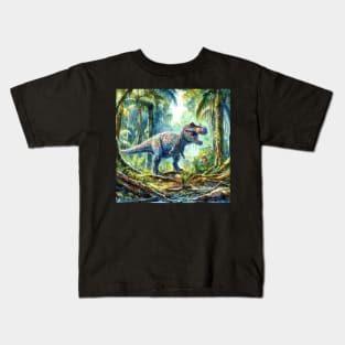 Artistic fantasy illustration of an Allosaurus dinosaur Kids T-Shirt